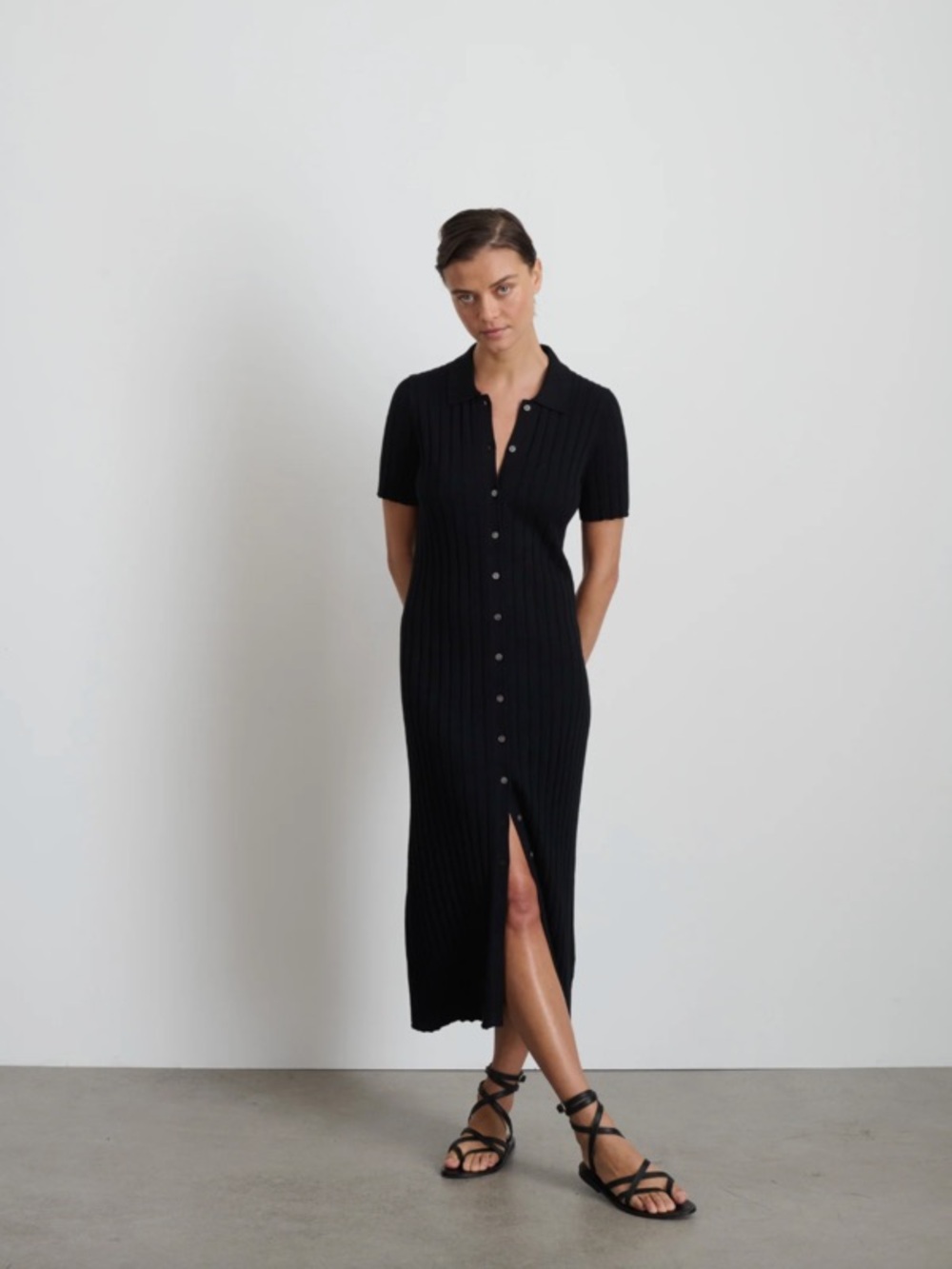 Alex Mill Black Alice Ribbed Sweater Maxi Dress